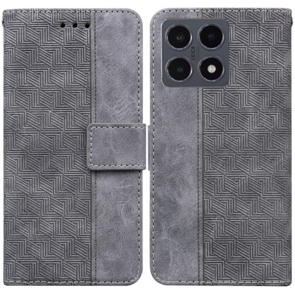 Leren Hoesje Voor Xiaomi 15t Geweven Patroon