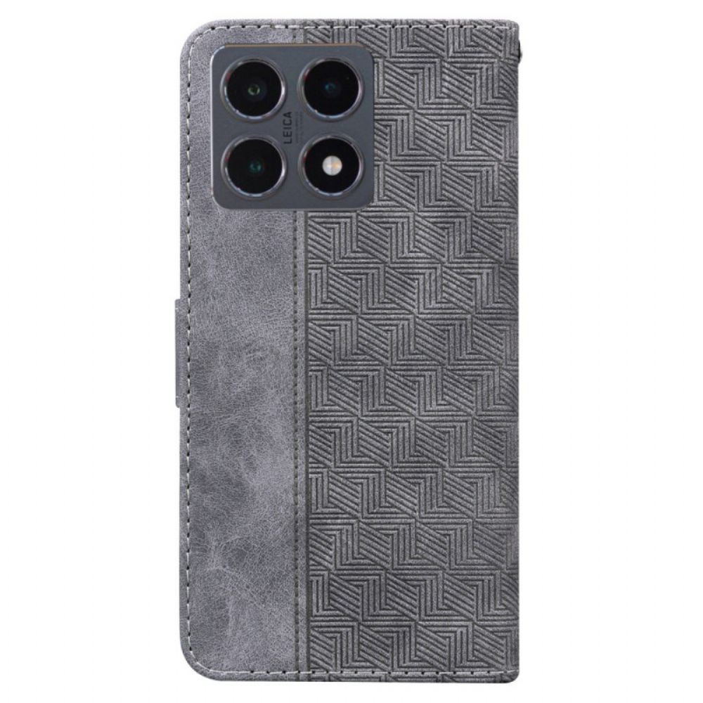 Leren Hoesje Voor Xiaomi 15t Geweven Patroon