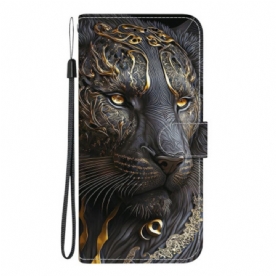 Leren Hoesje Voor Xiaomi 15t Gouden Leeuw