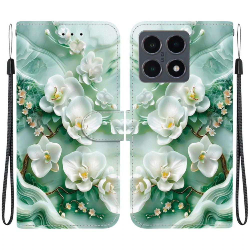 Leren Hoesje Voor Xiaomi 15t Jade Bloemen