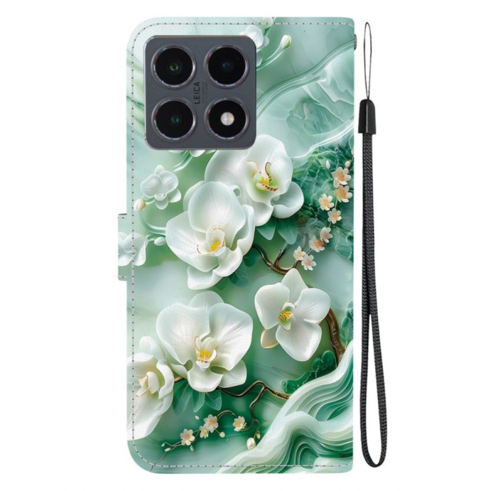 Leren Hoesje Voor Xiaomi 15t Jade Bloemen