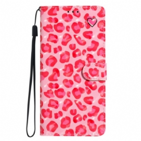 Leren Hoesje Voor Xiaomi 15t Roze Luipaardpatroon