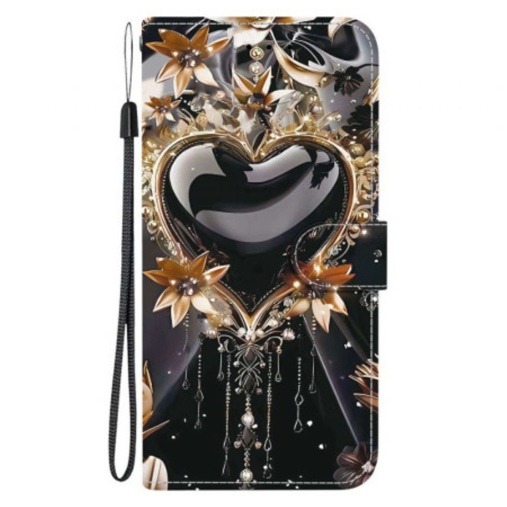 Leren Hoesje Voor Xiaomi 15t Zwart-gouden Hart