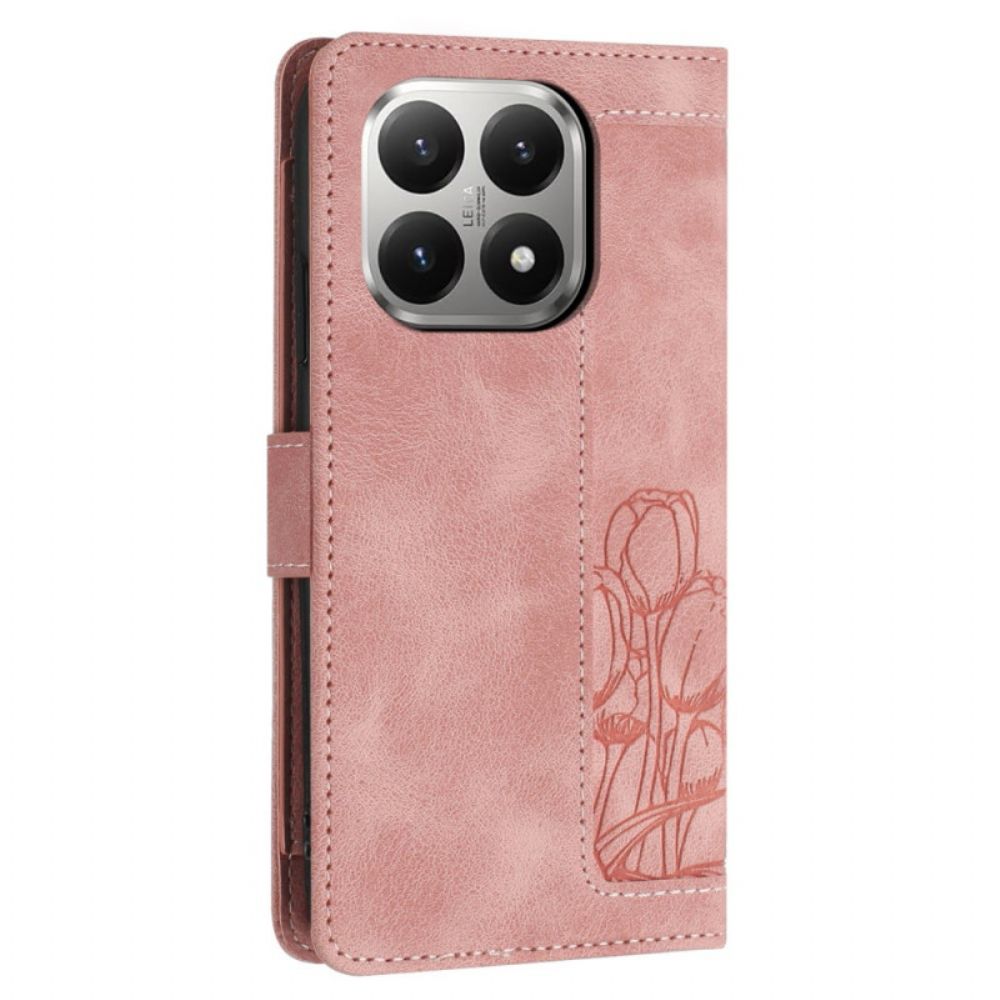 Leren Hoesje Xiaomi 15t 5 Kaarthouders Met Bloemenprint
