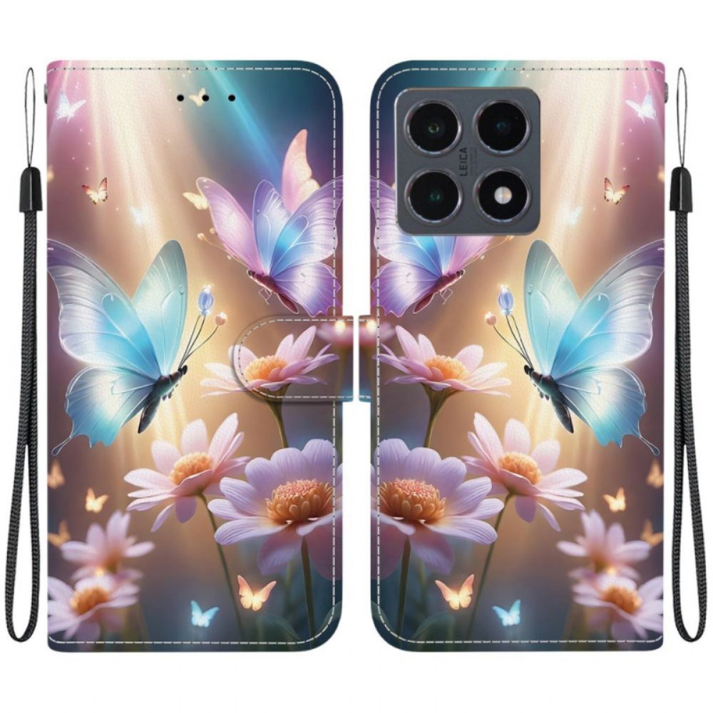 Leren Hoesje Xiaomi 15t Bloemenvlinder