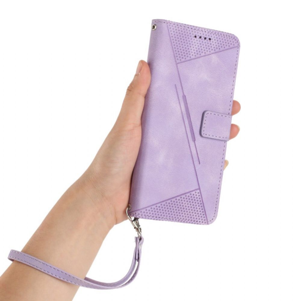 Leren Hoesje Xiaomi 15t Driehoekig Patroon Met Bandje