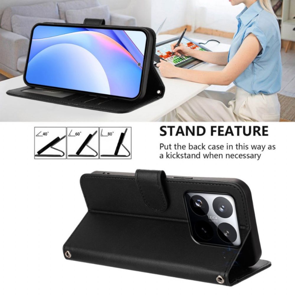 Leren Hoesje Xiaomi 15t Effen Design Met Rfid-bescherming