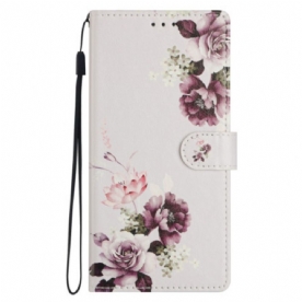 Leren Hoesje Xiaomi 15t Paarse Rozen