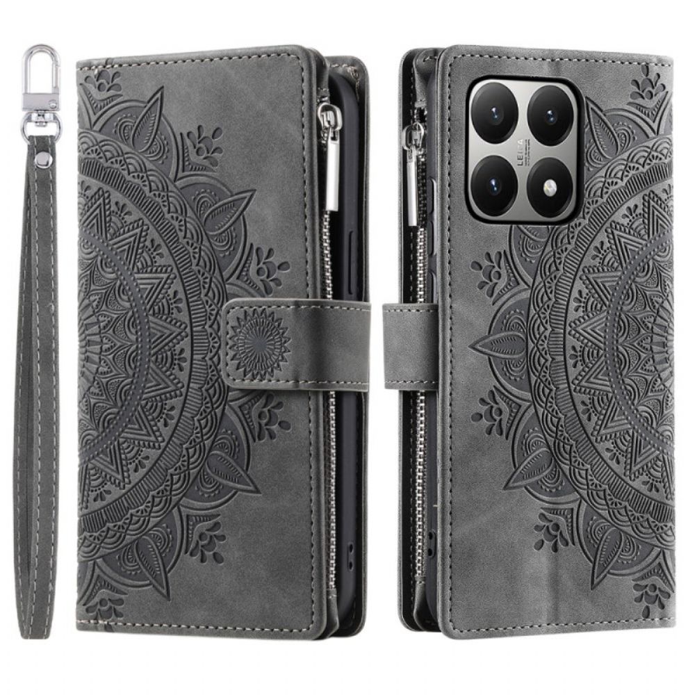 Leren Hoesje Xiaomi 15t Portemonnee Met Mandala-suède-effect Bescherming Hoesje