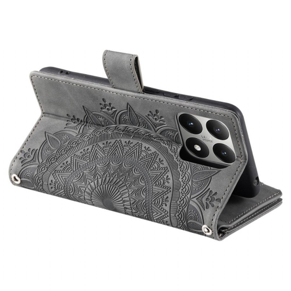 Leren Hoesje Xiaomi 15t Portemonnee Met Mandala-suède-effect Bescherming Hoesje