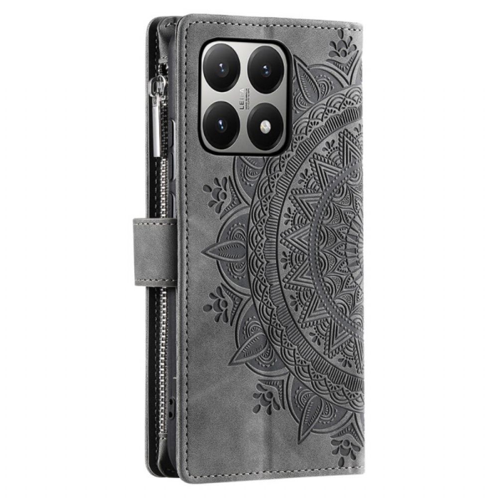 Leren Hoesje Xiaomi 15t Portemonnee Met Mandala-suède-effect Bescherming Hoesje