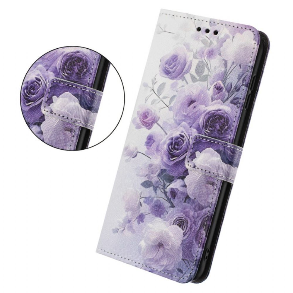 Leren Hoesje Xiaomi 15t Rozen En Viooltjes