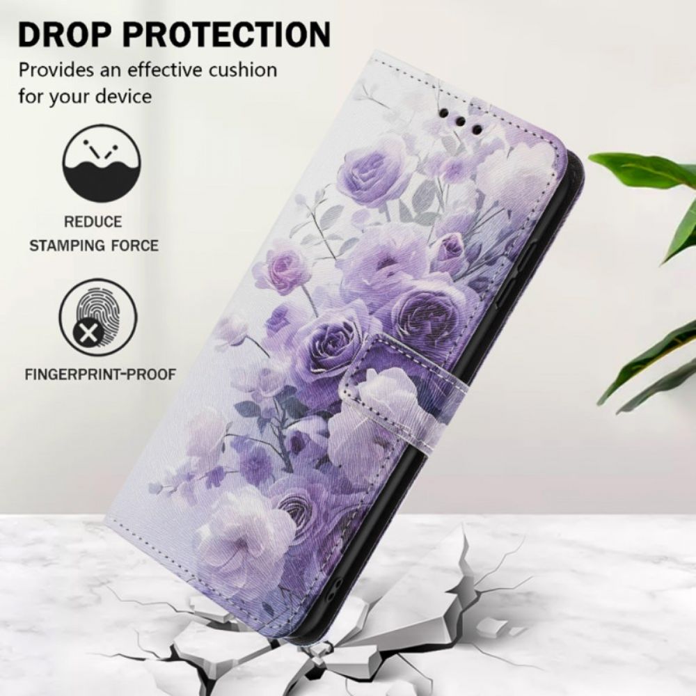 Leren Hoesje Xiaomi 15t Rozen En Viooltjes