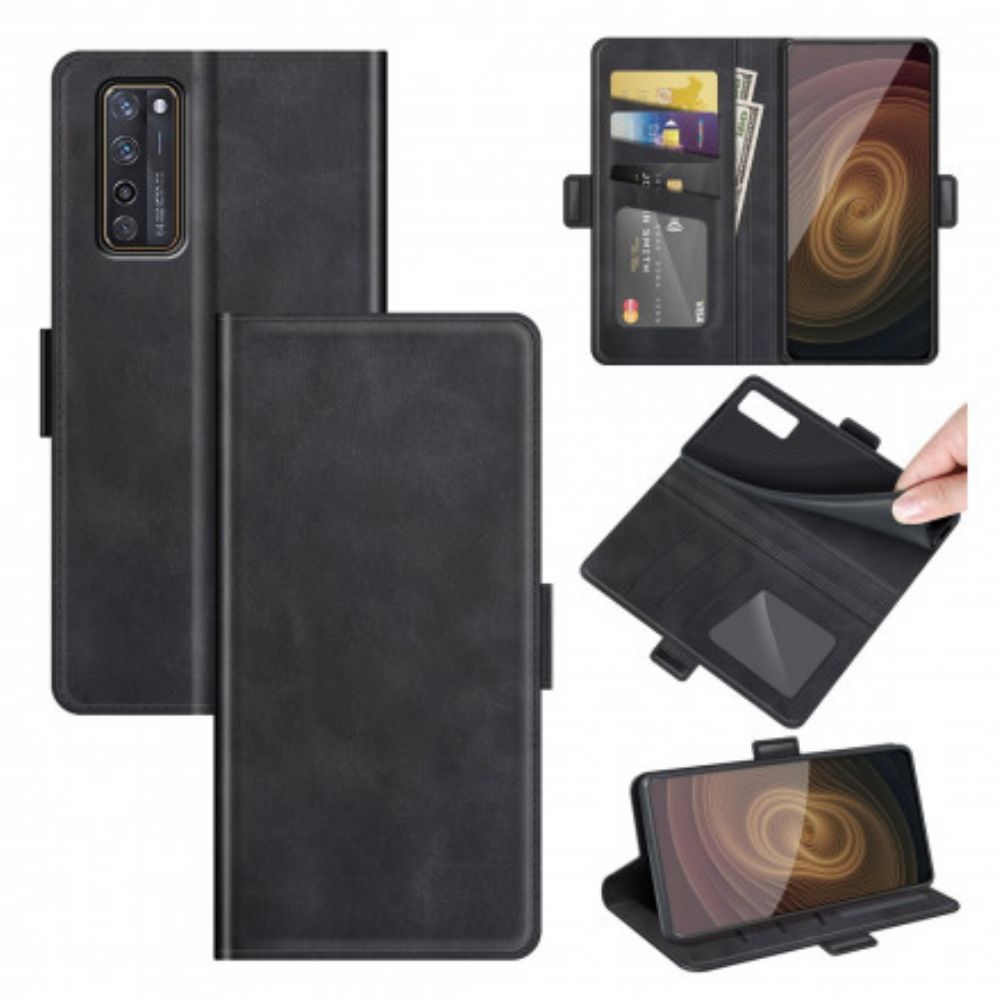 Leren Hoesje voor ZTE Axon 20 4G / 5G Folio-hoesje Klassieke Dubbele Klep