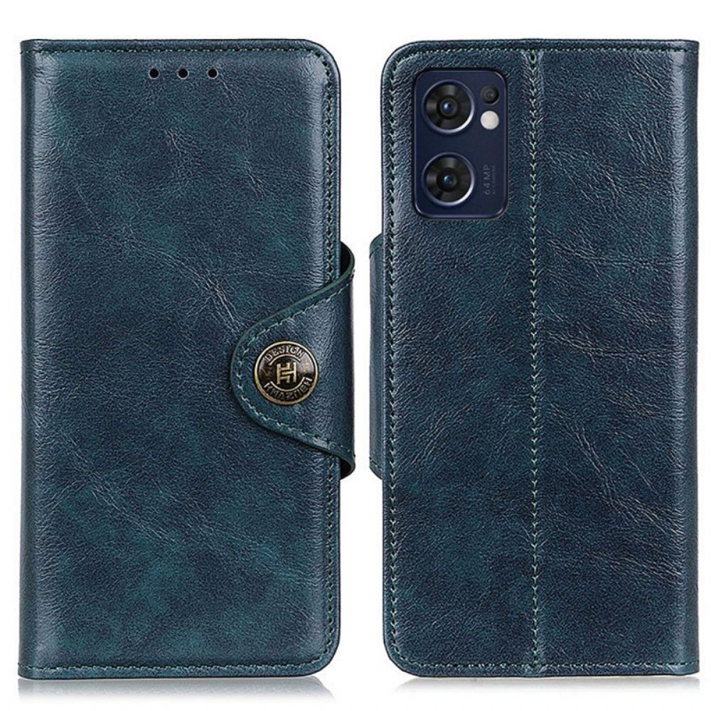 Folio-hoesje voor Oppo Find X5 Lite Knoop Van Imitatieleer Lakleer Khazneh