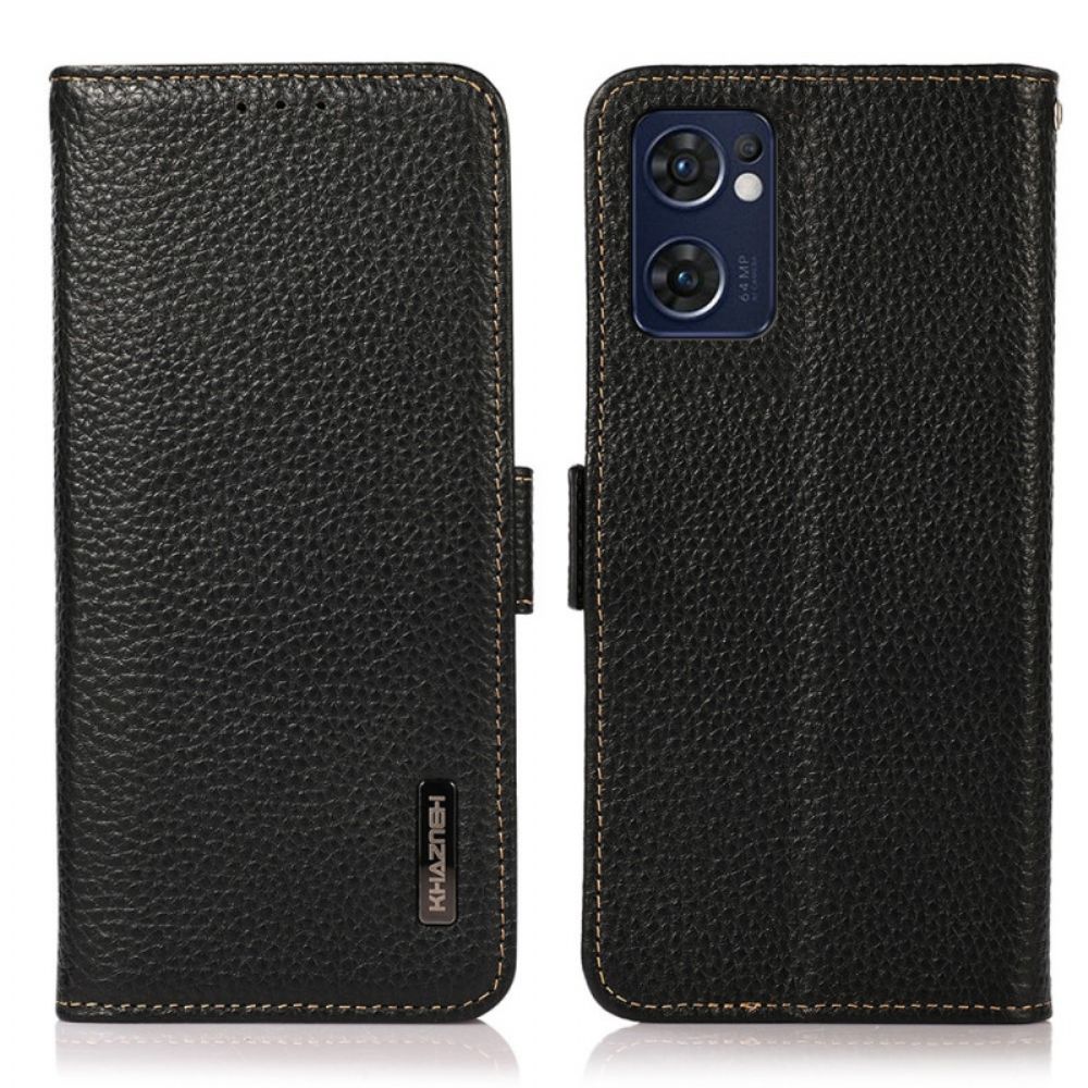 Folio-hoesje voor Oppo Find X5 Lite Litchi Leer Khazneh Rfid