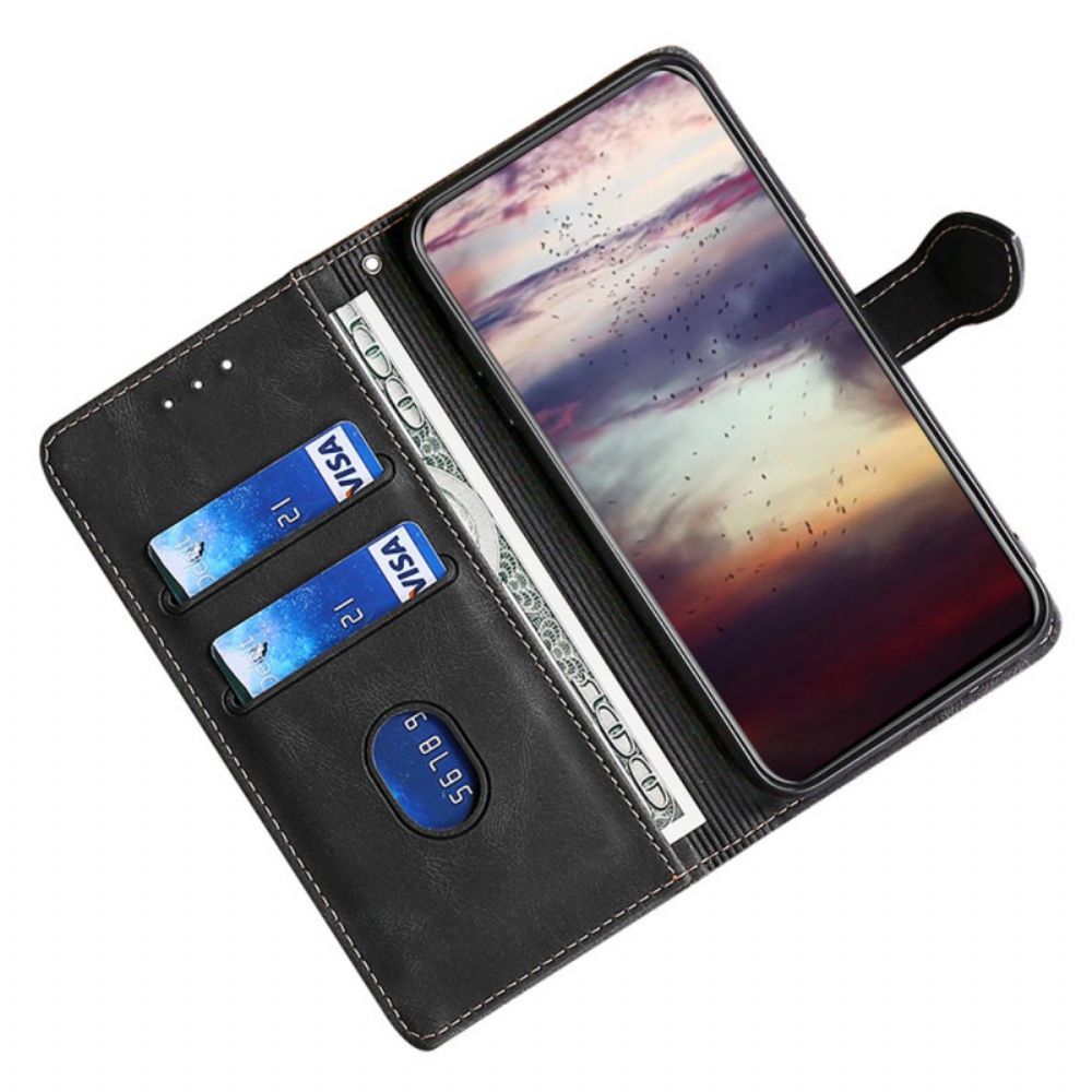 Leren Hoesje voor Oppo Find X5 Lite Stijlvol Tweekleurig Kunstleer