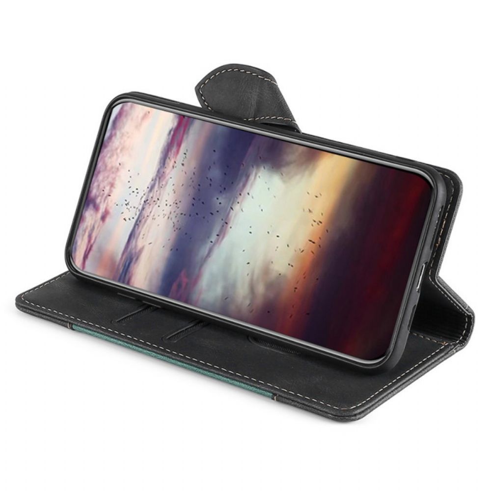 Leren Hoesje voor Oppo Find X5 Lite Stijlvol Tweekleurig Kunstleer