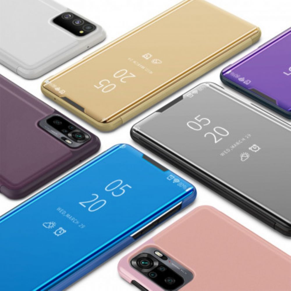 Bescherming Hoesje voor Xiaomi Redmi Note 10 / 10S Spiegel En Kunstleer