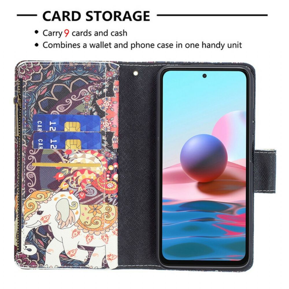 Folio-hoesje voor Xiaomi Redmi Note 10 / 10S 9 Zak Met Rits Olifant