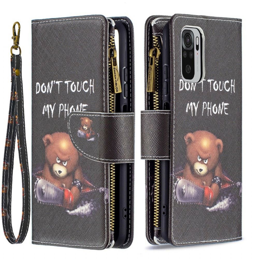 Folio-hoesje voor Xiaomi Redmi Note 10 / 10S Beerzak Met Rits