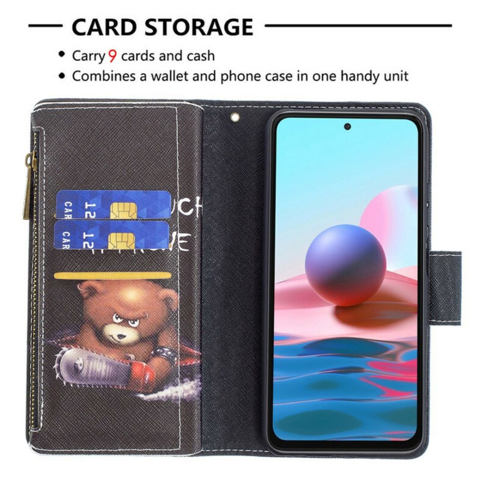 Folio-hoesje voor Xiaomi Redmi Note 10 / 10S Beerzak Met Rits