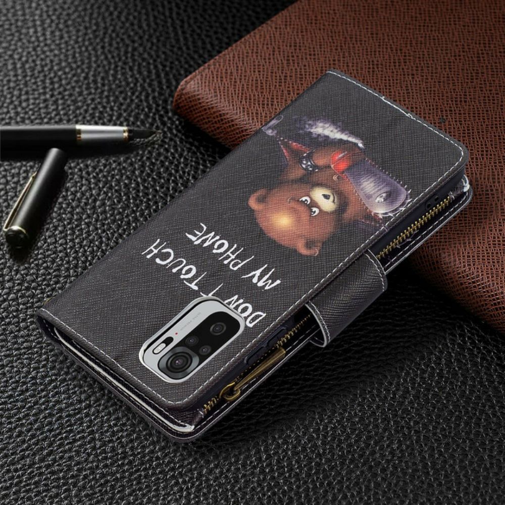 Folio-hoesje voor Xiaomi Redmi Note 10 / 10S Beerzak Met Rits