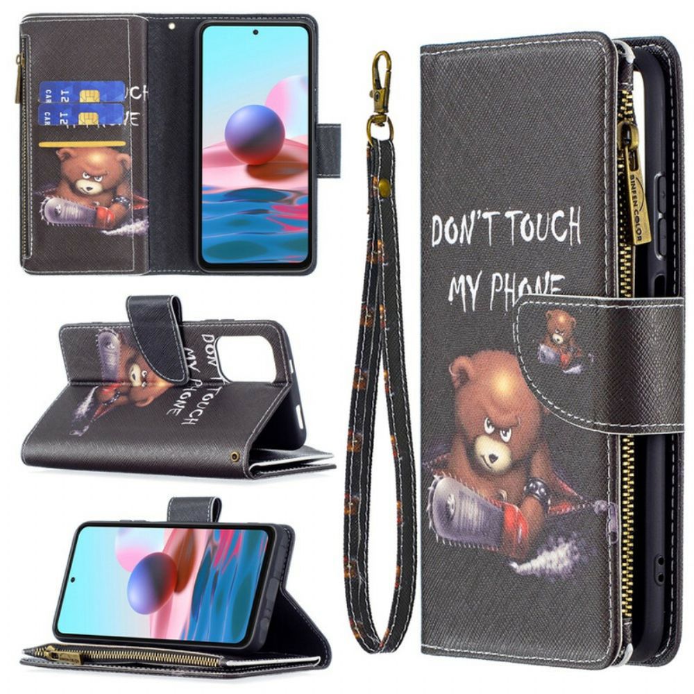 Folio-hoesje voor Xiaomi Redmi Note 10 / 10S Beerzak Met Rits