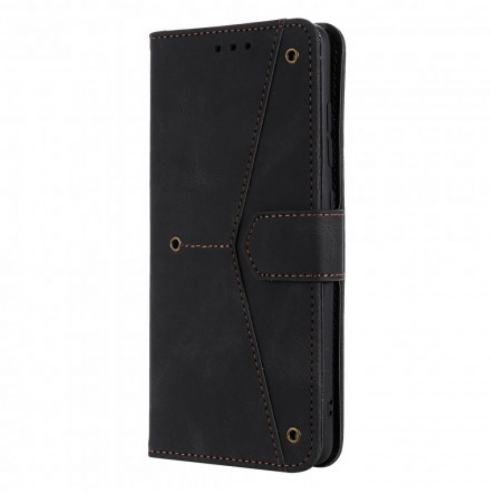 Folio-hoesje voor Xiaomi Redmi Note 10 / 10S Tweekleurige Klinknagels Van Kunstleer