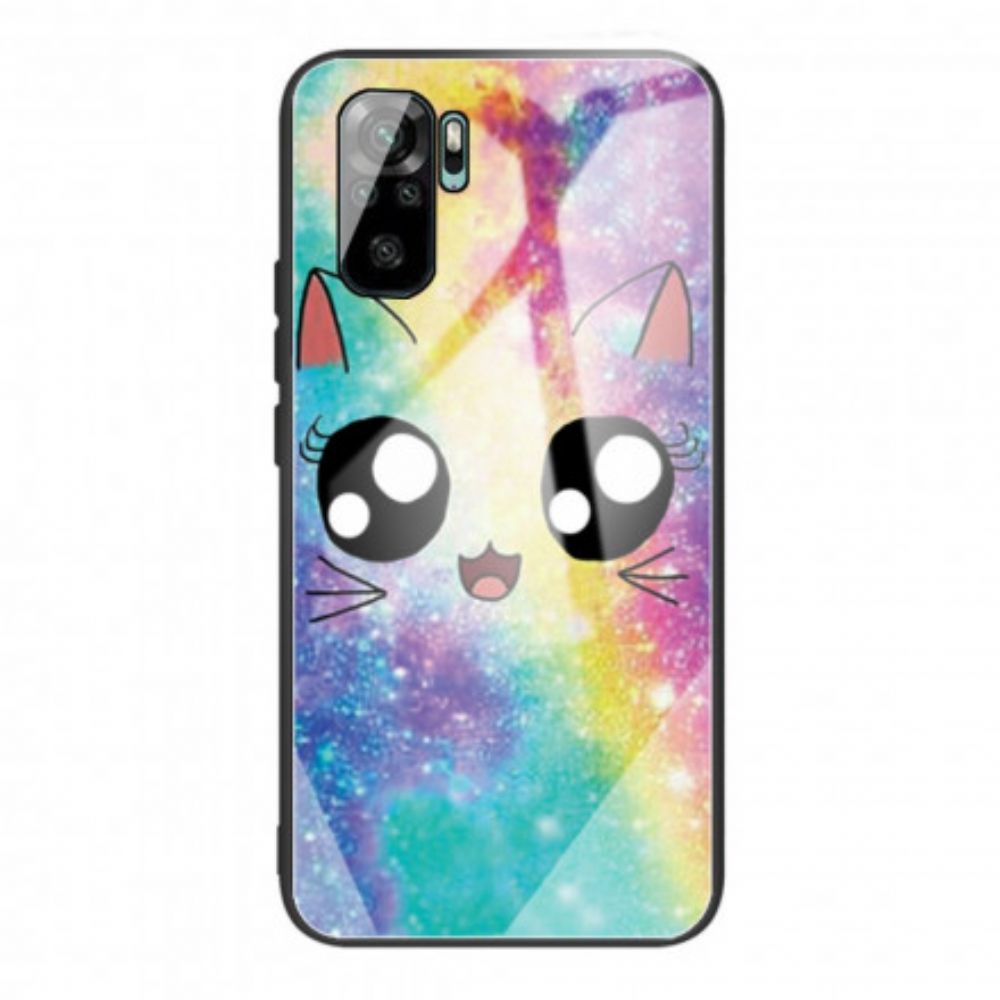 Hoesje voor Xiaomi Redmi Note 10 / 10S Gehard Glas Kat
