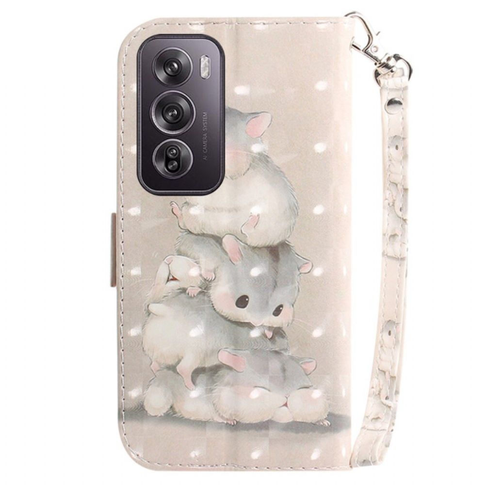 Bescherming Hoesje Oppo Reno 12 Pro 5g Hamsters Gestapeld Met Riem