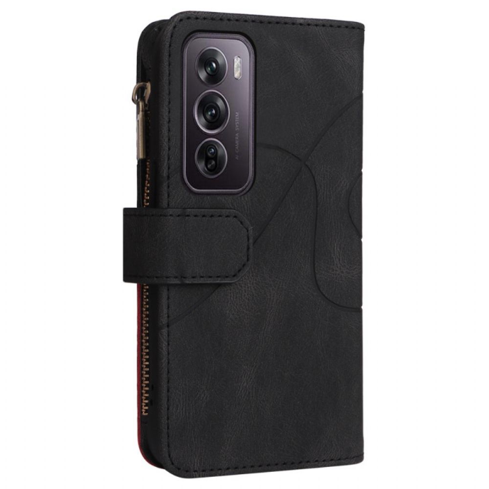 Leren Hoesje Oppo Reno 12 Pro 5g Portemonnee Met Golvende Lijnen Bescherming Hoesje