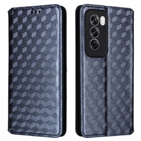 Leren Hoesje Voor Oppo Reno 12 Pro 5g 3d-ruitpatroon