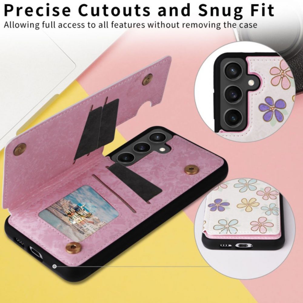 Case Hoesje Samsung Galaxy S25 Fe Telefoonhoesje Kaarthouder Met Bloemenmotief