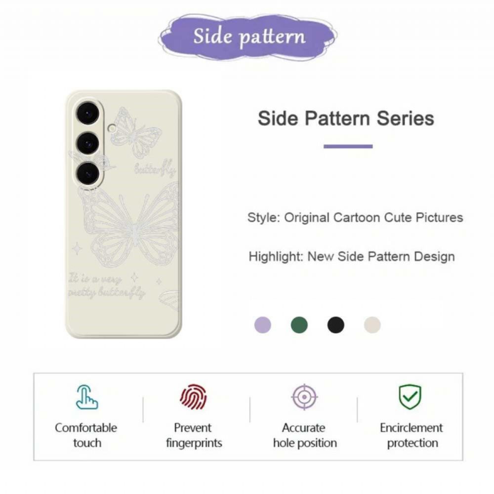 Case Hoesje Samsung Galaxy S25 Fe Telefoonhoesje Siliconen Met Witte Vlinder