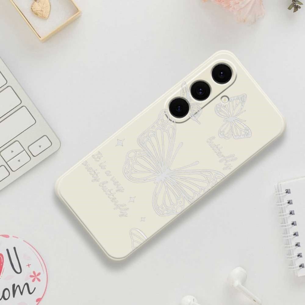 Case Hoesje Samsung Galaxy S25 Fe Telefoonhoesje Siliconen Met Witte Vlinder