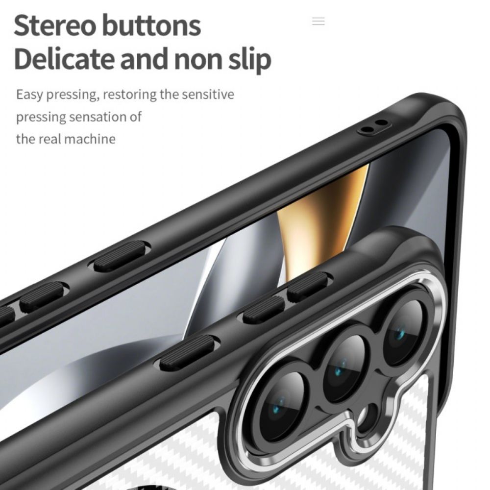 Cover Hoesje Samsung Galaxy S25 Fe Telefoonhoesje Compatibel Met Magsafe Met Koolstofvezeltextuur