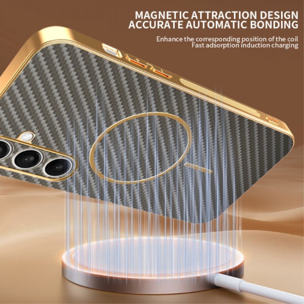 Cover Hoesje Samsung Galaxy S25 Fe Telefoonhoesje Magsafe Met Koolstofvezeldesign