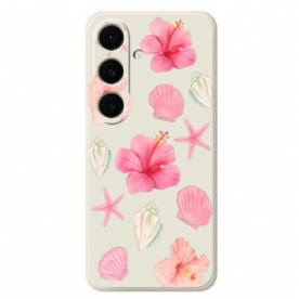 Cover Hoesje Samsung Galaxy S25 Fe Telefoonhoesje Siliconen Met Bloemen En Schelpen