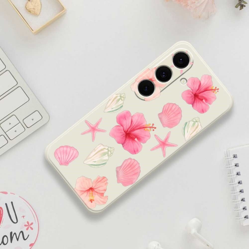 Cover Hoesje Samsung Galaxy S25 Fe Telefoonhoesje Siliconen Met Bloemen En Schelpen