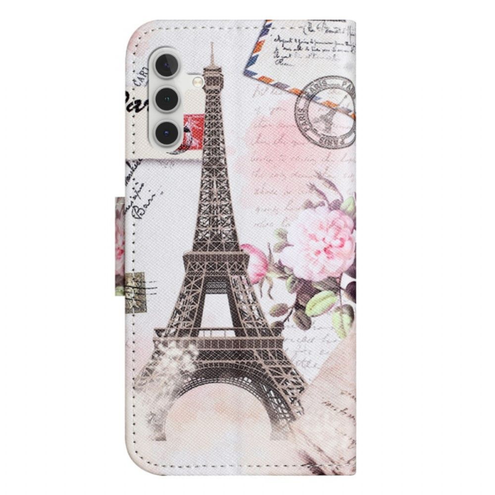 Flip Case Leren Samsung Galaxy S25 Fe Eiffeltoren