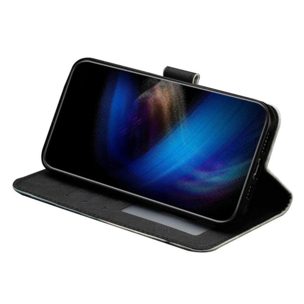 Flip Case Leren Samsung Galaxy S25 Fe Luipaardkop Met Koord