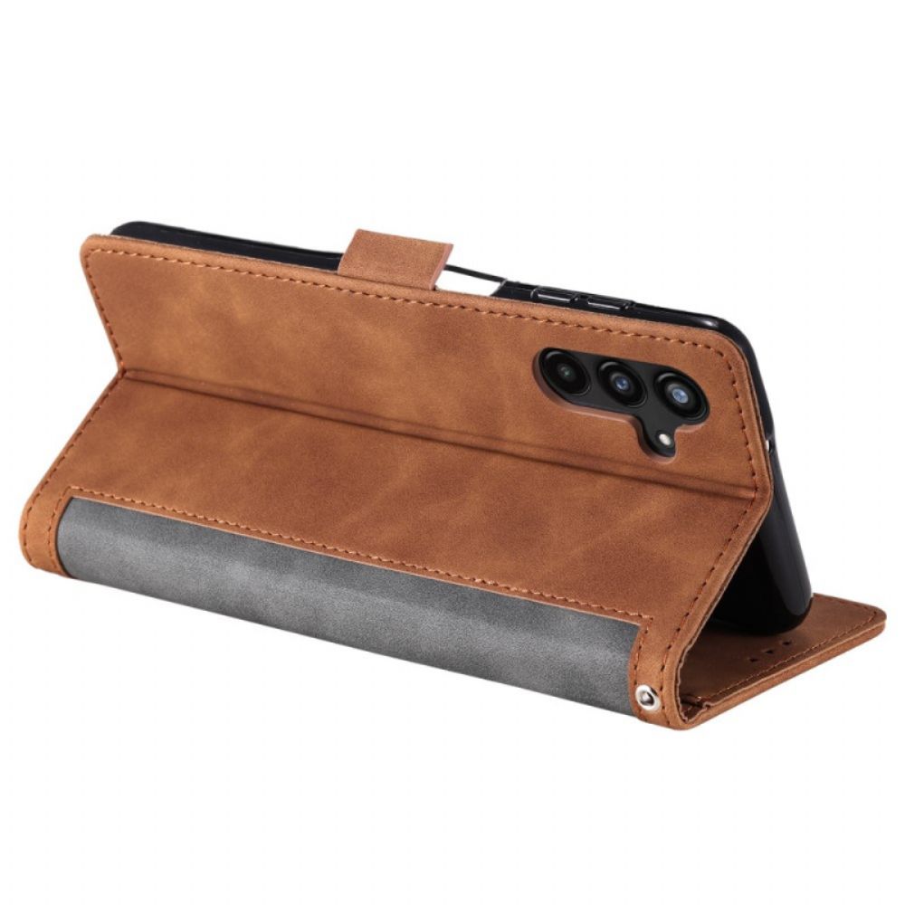 Flip Case Leren Samsung Galaxy S25 Fe Rfid-portemonnee Met Bandje