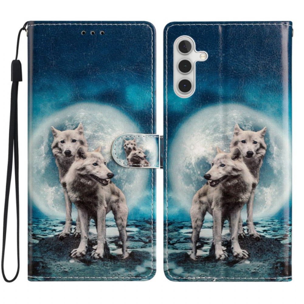 Flip Case Leren Samsung Galaxy S25 Fe Twee Wolven
