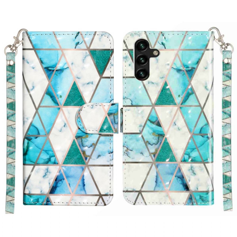 Folio-hoesje Samsung Galaxy S25 Fe Telefoonhoesje Blauw Marmer Met Koord