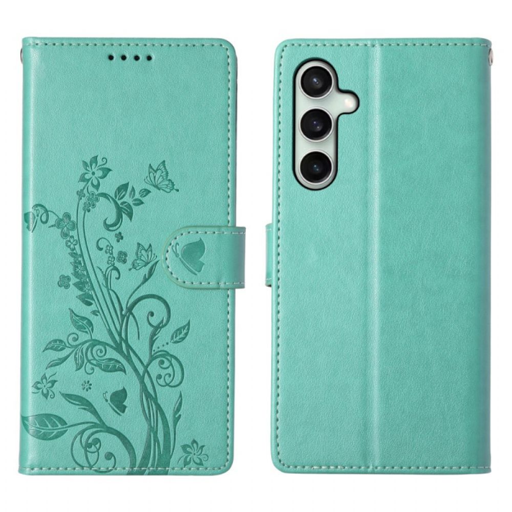Folio-hoesje Samsung Galaxy S25 Fe Telefoonhoesje Bloemenprint