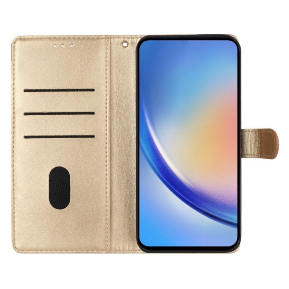 Folio-hoesje Samsung Galaxy S25 Fe Telefoonhoesje Sfeervolle Bloemenprint