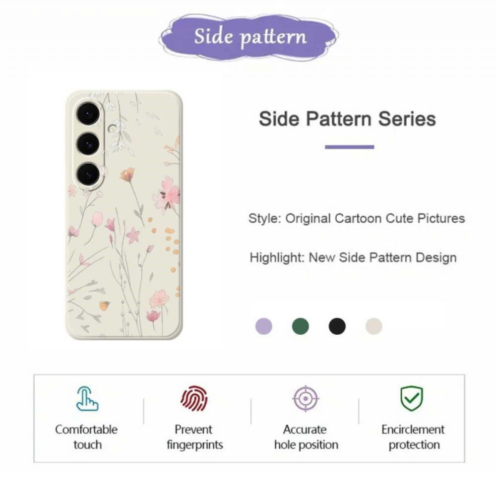 Hoesje Samsung Galaxy S25 Fe Kleurrijke Siliconen Bloemen Bescherming Hoesje