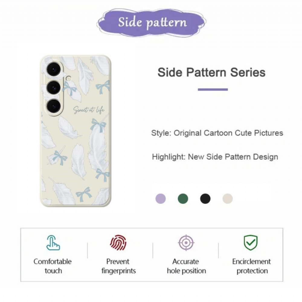 Hoesje Samsung Galaxy S25 Fe Siliconen Met Witte Veren