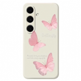 Hoesje Voor Samsung Galaxy S25 Fe Siliconen Met Roze Vlinder